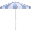 SAFAVIEH Outdoor – Buti 9 FT Patio Umbrella – Crank Lift, Aluminum Frame with White Pole, Weather Resistant for Deck, Backyard, Garden (PAT8027)(Baby Blue Stripe/White)