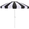 SAFAVIEH Outdoor – Buti 9 FT Patio Umbrella – Crank Lift, Aluminum Frame with White Pole, Weather Resistant for Deck, Backyard, Garden (PAT8027)(Black Striped/White)