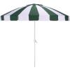 SAFAVIEH Outdoor – Buti 9 FT Patio Umbrella – Crank Lift, Aluminum Frame with White Pole, Weather Resistant for Deck, Backyard, Garden (PAT8027)(Hunter Green Stripe/White)