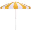 SAFAVIEH Outdoor – Buti 9 FT Patio Umbrella – Crank Lift, Aluminum Frame with White Pole, Weather Resistant for Deck, Backyard, Garden (PAT8027)(Yellow Stripe/White)