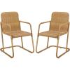 SAFAVIEH Outdoor – Drew Chair Set of 2 – Natural & Taupe Steel Frame – Weather Resistant – Ideal for Patio, Deck, Backyard, 18″ Seat Height (PAT7541A-SET2)(Natural/Taupe)