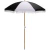 SAFAVIEH Outdoor – Gallo 6.5 FT Beach Umbrella – Canopy with White Fringe Trim, Tilt Function, Aluminum Pole, Weather Resistant for Beach, Patio, Garden (PAT8505)(Black Stripe)