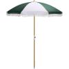SAFAVIEH Outdoor – Gallo 6.5 FT Beach Umbrella – Canopy with White Fringe Trim, Tilt Function, Aluminum Pole, Weather Resistant for Beach, Patio, Garden (PAT8505)(Hunter Green Stripe)