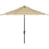 SAFAVIEH Outdoor – Iris 11 FT Round Patio Umbrella – Yellow Stripe, Crank Lift, Aluminum Frame with Brown Pole, Weather Resistant for Deck, Backyard, Garden (PAT8104Y)