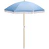 SAFAVIEH Outdoor – Valencia 6.5 FT Beach Umbrella – Canopy with White Fringe Trim, Tilt Function, Aluminum Pole, Weather Resistant for Beach, Patio, Garden (PAT8503)(Baby Blue)