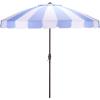 SAFAVIEH Outdoor Patio Furniture Collection – Buti 9 Ft Crank Patio Umbrella, Navy Stripe & Brown Pole, Market Umbrella with Crank Lift (PAT8017B)(Baby Blue Striped)