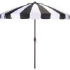 SAFAVIEH Outdoor Patio Furniture Collection – Buti 9 Ft Crank Patio Umbrella, Navy Stripe & Brown Pole, Market Umbrella with Crank Lift (PAT8017B)(Black Striped)