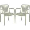 SAFAVIEH Outdoor Patio Furniture Collection – Holly Green Stacking Dining Armchair Set of 2, Fully Assembled Outdoor Chairs, Modern Slatted Design, Weather-Resistant Patio Seating (PAT4702D-SET2)(Green)