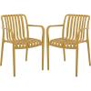 SAFAVIEH Outdoor Patio Furniture Collection – Holly Green Stacking Dining Armchair Set of 2, Fully Assembled Outdoor Chairs, Modern Slatted Design, Weather-Resistant Patio Seating (PAT4702D-SET2)(Yellow)