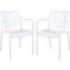 SAFAVIEH Outdoor Patio Furniture Collection – Holly Green Stacking Dining Armchair Set of 2, Fully Assembled Outdoor Chairs, Modern Slatted Design, Weather-Resistant Patio Seating (PAT4702D-SET2)(White)