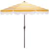SAFAVIEH Outdoor Patio Furniture Collection – Lucerna 9 Ft Crank Patio Umbrella, Yellow Stripe & Brown Pole, Market Umbrella with Crank Lift (PAT8015Y)(Yellow Striped)