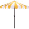 SAFAVIEH Outdoor Patio Furniture Collection – Meze 9 Ft Navy Stripe & Brown Crank Umbrella, Market-Style Patio Umbrella with Aluminum Pole, Outdoor Shade Accent (PAT8013B)(Yellow Striped)