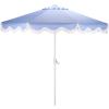 SAFAVIEH Outdoor Patio Furniture Collection – Torsa 9 Ft Crank Patio Umbrella, Green & White Pole, Market Umbrella with Crank Lift (PAT8024H)(Baby Blue/White)