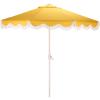 SAFAVIEH Outdoor Patio Furniture Collection – Torsa 9 Ft Crank Patio Umbrella, Green & White Pole, Market Umbrella with Crank Lift (PAT8024H)(Yellow/White)