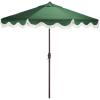SAFAVIEH Outdoor Patio Furniture Collection – Torsa 9 Ft Green & Brown Crank Umbrella, Market-Style Patio Umbrella with Metal Pole, Classic Outdoor Shade Accent (PAT8014H)(Hunter Green)