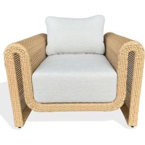 SAFAVIEH Couture – Outdoor Cleandra Accent Chair – Natural & Beige Aluminum – Weather Resistant, Fully Assembled – Ideal for Patio, Deck, Backyard, 17″ Seat Height (CPT4018A)(Natural/Beige)