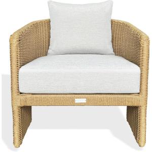 SAFAVIEH Couture – Outdoor Donya Wicler Accent Chair – Natural & Beige – Weather Resistant, Fully Assembled – Ideal for Patio, Deck, Backyard, 17″ Seat Height (CPT4020A)(Natural/Beige)