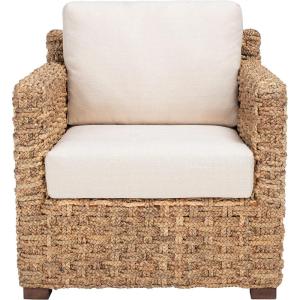 SAFAVIEH Couture Home Collection Gregory Natural/Beige Cushion Water Hyacinth Accent Chair (Fully Assembled)