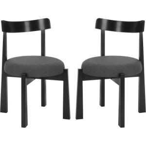 SAFAVIEH Furniture – Anselm Dining Chair Set of 2 – White & Light Blonde Solid Wood – Modern Upholstered Chair – Fully Assembled – Ideal for Dining Room, Kitchen, 19″ Seat Height (DCH8810C-SET2)(Grey/Black)