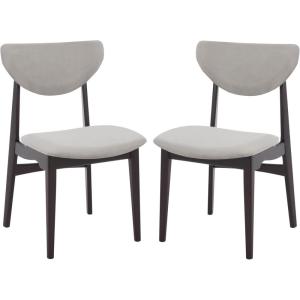 SAFAVIEH Furniture – Botan Dining Chair Set of 2 – Black Solid Wood & Grey Upholstered Seat – Modern Curved Back – Ideal for Dining Room, Kitchen, 18″ Seat Height (DCH3601A-SET2)(Black/Grey)