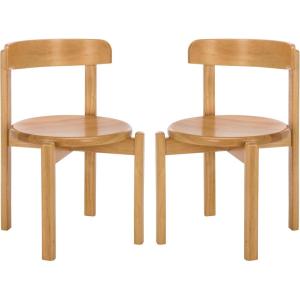 SAFAVIEH Furniture – Calixto Dining Chair Set of 2 – Black Solid Wood – Round Seat Modern Chair – Fully Assembled – Ideal for Dining Room, Kitchen, 19″ Seat Height (DCH8809B-SET2)(Light Blonde)