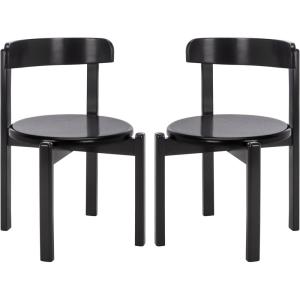 SAFAVIEH Furniture – Calixto Dining Chair Set of 2 – Black Solid Wood – Round Seat Modern Chair – Fully Assembled – Ideal for Dining Room, Kitchen, 19″ Seat Height (DCH8809B-SET2)(Black)