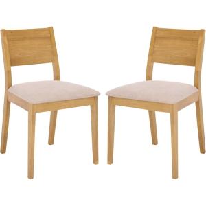 SAFAVIEH Furniture – Kata Dining Chair Set of 2 – Natural Solid Wood & Cream Upholstered Seat – Curved Back Design – Ideal for Dining Room, Kitchen, 18″ Seat Height (DCH3602A-SET2)(Natural/Cream)