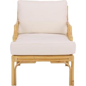 SAFAVIEH Furniture – Kazumi Accent Chair – Coastal Design White Cushion & Natural Rattan – Fully Assembled – Ideal for Living Room, Bedroom, Dining Space, 19.7″ Seat Height (ACH6508B)(White/Natural)