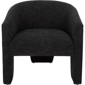 SAFAVIEH Furniture – Lahela Barrel Back Accent Chair – Black Upholstered Fabric – Fully Assembled – Ideal for Living Room, Bedroom, Dining Space, 18.3″ Seat Height (ACH3402B)(Black)