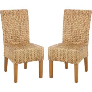 SAFAVIEH Furniture – Luz Dining Chair Set of 2 – Coastal Design – Natural Pine Solid Wood – Ideal for Dining Room, Kitchen, 18.5″ Seat Height (SEA8016C-SET2)(Natural/Honey)