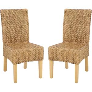 SAFAVIEH Furniture – Luz Dining Chair Set of 2 – Coastal Design – Natural Pine Solid Wood – Ideal for Dining Room, Kitchen, 18.5″ Seat Height (SEA8016C-SET2)(Natural/Natural)