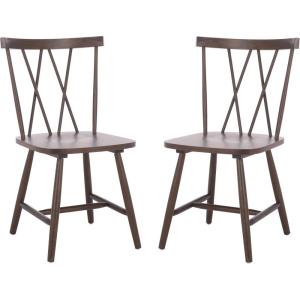SAFAVIEH Furniture – Tayten Dining Chair Set of 2 – Dark Walnut Solid Wood – Windsor Style Spindle Back Chair – Ideal for Dining Room, Kitchen, 17.7″ Seat Height (DCH8502D-SET2)
