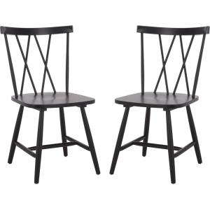 SAFAVIEH Furniture – Tayten Dining Chair Set of 2 – Matte Black Solid Wood – Windsor Style Spindle Back Chair – Ideal for Dining Room, Kitchen, 17.7″ Seat Height (DCH8502C-SET2)