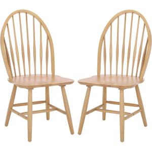 SAFAVIEH Furniture – Wendall Chair Set of 2 – Natural Solid Wood – Windsor Style High Back Spindle Chair – Ideal for Dining Room, Kitchen, 18″ Seat Height (DCH8509B-SET2)(Natural)