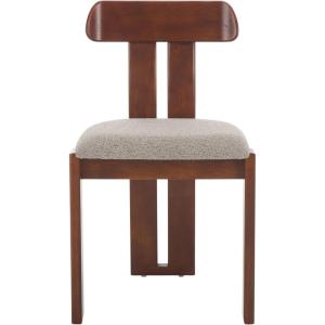 SAFAVIEH Home Collection – Cayde Mid-Century Modern Black Solid Wood Upholstered Dining Chair with Cream Boucle Seat (DCH8806E)(Grey/Walnut)