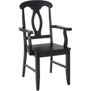SAFAVIEH Home Collection – Hannelore Solid Wood Dining Arm Chair, Dark Oak Finish, Classic Transitional Seating Design (DCH6907A)(Black)