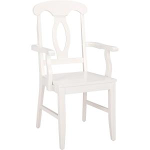 SAFAVIEH Home Collection – Hannelore Solid Wood Dining Arm Chair, Dark Oak Finish, Classic Transitional Seating Design (DCH6907A)(White)