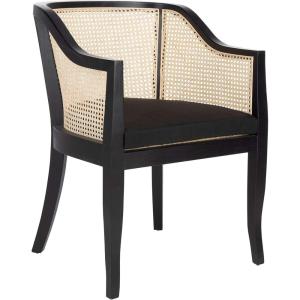 SAFAVIEH Home Collection – Rina Black Solid Wood Dining Chair with Cane Accents, Fully Assembled (DCH9501C)(Black / Natural)