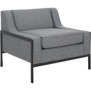 SAFAVIEH Home Collection – Somerled Grey Upholstered Accent Chair, Modern Design with Low Back, Black Metal Frame (ACH4528A)(Grey/Black)