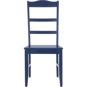 SAFAVIEH Home Collection – Svetlana Solid Wood Ladder Back Dining Side Chair, Classic Farmhouse Kitchen Seating, Dark Blue (DCH6904D)(Dark Blue)