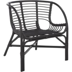 SAFAVIEH Home Collection – Valeriya Woven Rattan Arm Chair, Black Finish, Fully Assembled Accent Chair for Living Room or Bedroom, Modern Boho Style (ACH9903A)(Black)