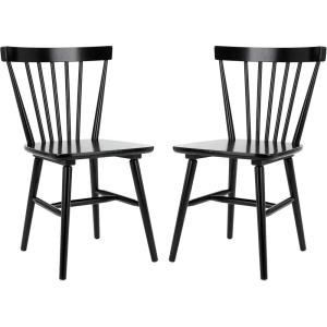 SAFAVIEH Home Collection – Winona Set of 2 Honey Windsor Farmhouse Dining Chairs, Spindle Back Wood Chairs, Classic Casual Seating (DCH8500K-SET2)(Black)