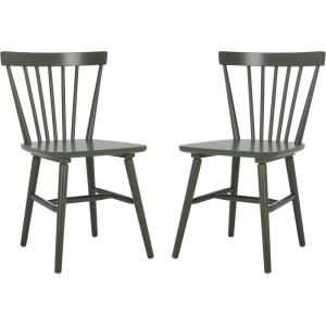 SAFAVIEH Home Collection – Winona Set of 2 Honey Windsor Farmhouse Dining Chairs, Spindle Back Wood Chairs, Classic Casual Seating (DCH8500K-SET2)(Dusty Green)