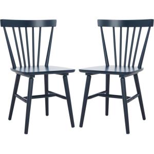 SAFAVIEH Home Collection – Winona Set of 2 Honey Windsor Farmhouse Dining Chairs, Spindle Back Wood Chairs, Classic Casual Seating (DCH8500K-SET2)(Navy)