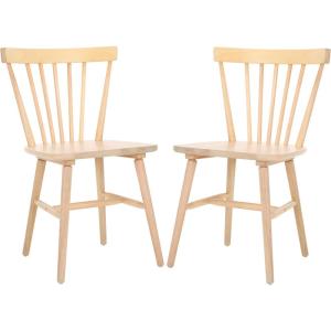 SAFAVIEH Home Collection – Winona Set of 2 Honey Windsor Farmhouse Dining Chairs, Spindle Back Wood Chairs, Classic Casual Seating (DCH8500K-SET2)(White Washed)