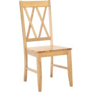 SAFAVIEH Home Collection – Yana Double X-Back Dining Side Chair, Solid Wood, Light Oak Finish, Classic Farmhouse Style (DCH6900B)(Light Oak)
