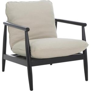 SAFAVIEH Home Collection Amias Modern Coastal Grey & Matte Black Accent Chair (Fully Assembled)(Grey/Matte Black)