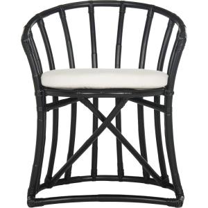 SAFAVIEH Home Collection Bates Tropical Coastal Natural/White Rattan Cushion Accent Chair (Fully Assembled)(White/Black)