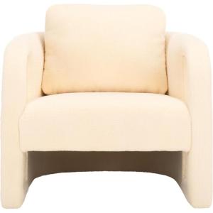 SAFAVIEH Home Collection Fifer Mid-Century Modern Cream Faux Shearling Fur Accent Chair (Fully Assembled)(Cream Faux Shearling)