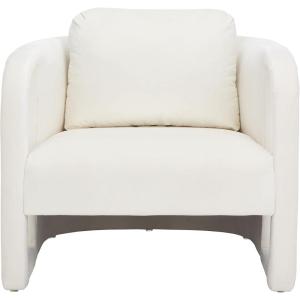 SAFAVIEH Home Collection Fifer Mid-Century Modern Cream Faux Shearling Fur Accent Chair (Fully Assembled)(Creme)